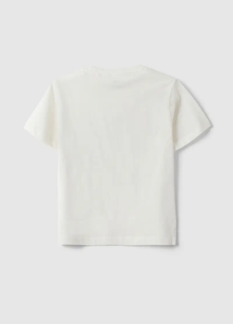 T-shirt In Puro Cotone Bianca Da Bambino Regular Fit Con Stampa, Bianco miniatura 2