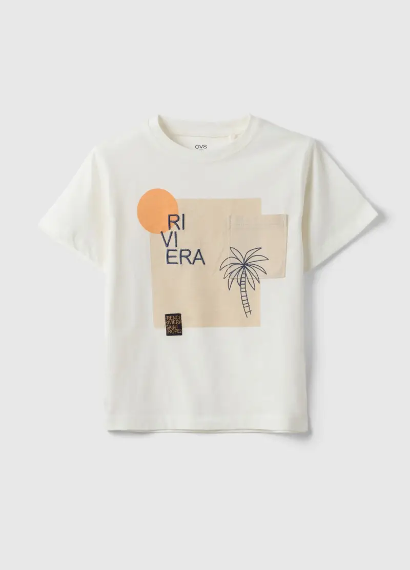 T-shirt In Puro Cotone Bianca Da Bambino Regular Fit Con Stampa, Bianco