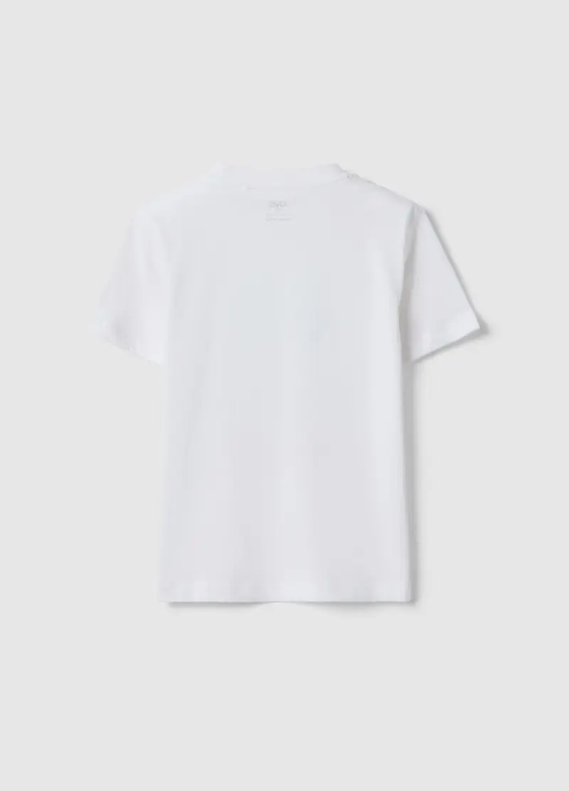 T-shirt In Puro Cotone Bianca Da Bambino Regular Fit Con Stampa Palma, Bianco miniatura 2