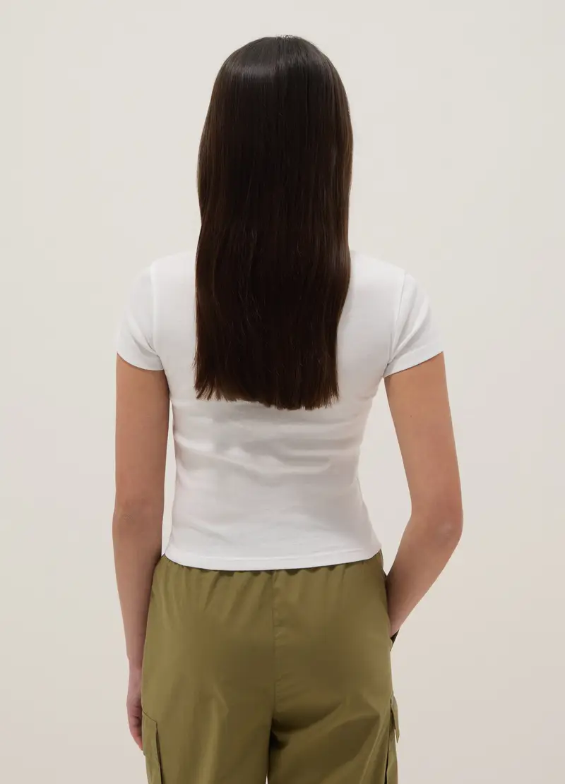 T-shirt In Puro Cotone Bianca Da Ragazza Slim Fit Con Orsetti, Bambina, Bianco miniatura 2