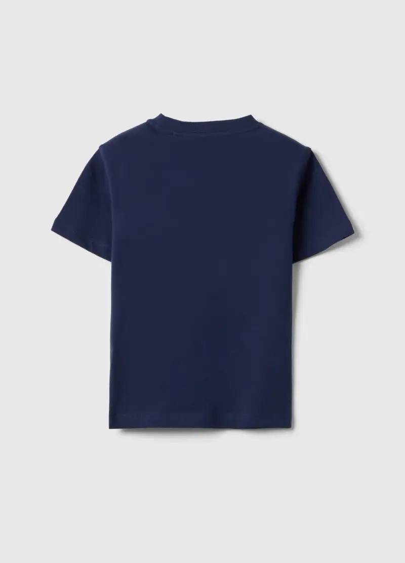 T-shirt In Puro Cotone Blu Da Bambino Regular Fit Con Stampa Palma, Blu miniatura 2