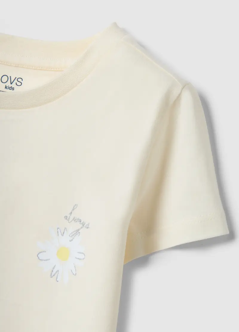 T-shirt In Puro Cotone Gialla Regular Fit Con Stampa Per Bambina, Giallo miniatura 3