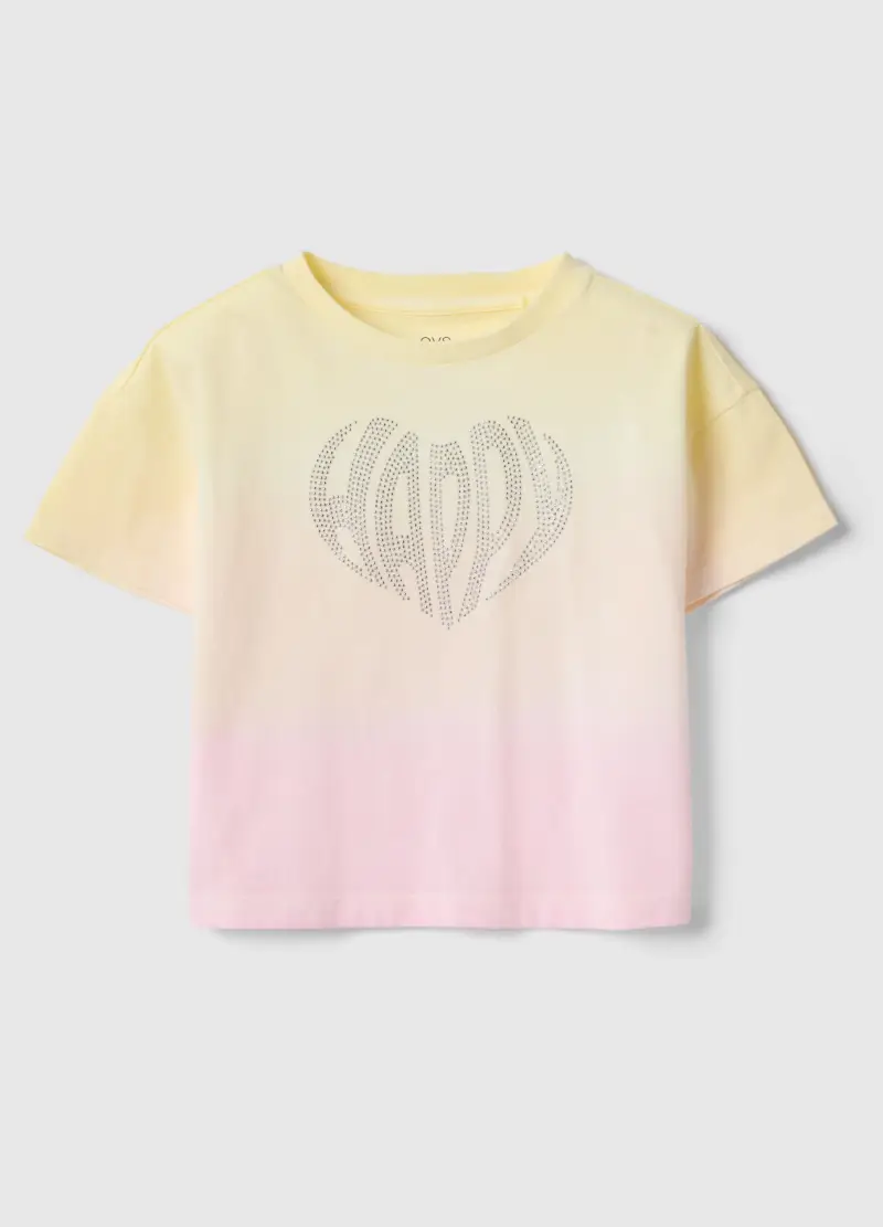 T-shirt In Puro Cotone Multicolor Con Scritta Per Bambine, Bambina, Multicolor