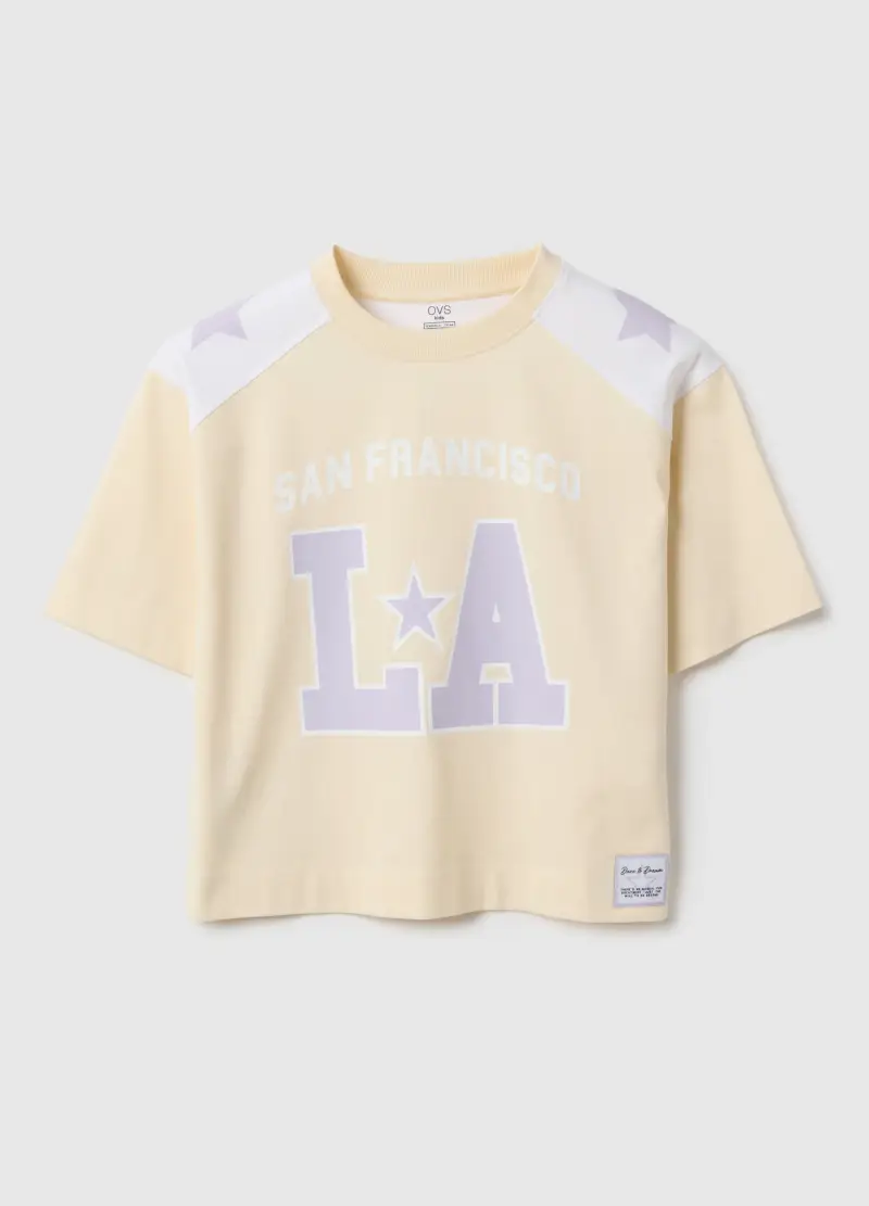 T-shirt In Puro Cotone Multicolor Da Ragazza Oversize Fit Con Stampe, Bambina, Multicolor