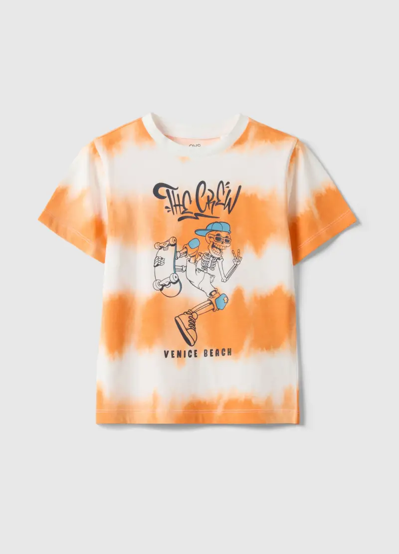 T-shirt In Puro Cotone Multicolor Per Bambino In Tie Dye, Multicolor