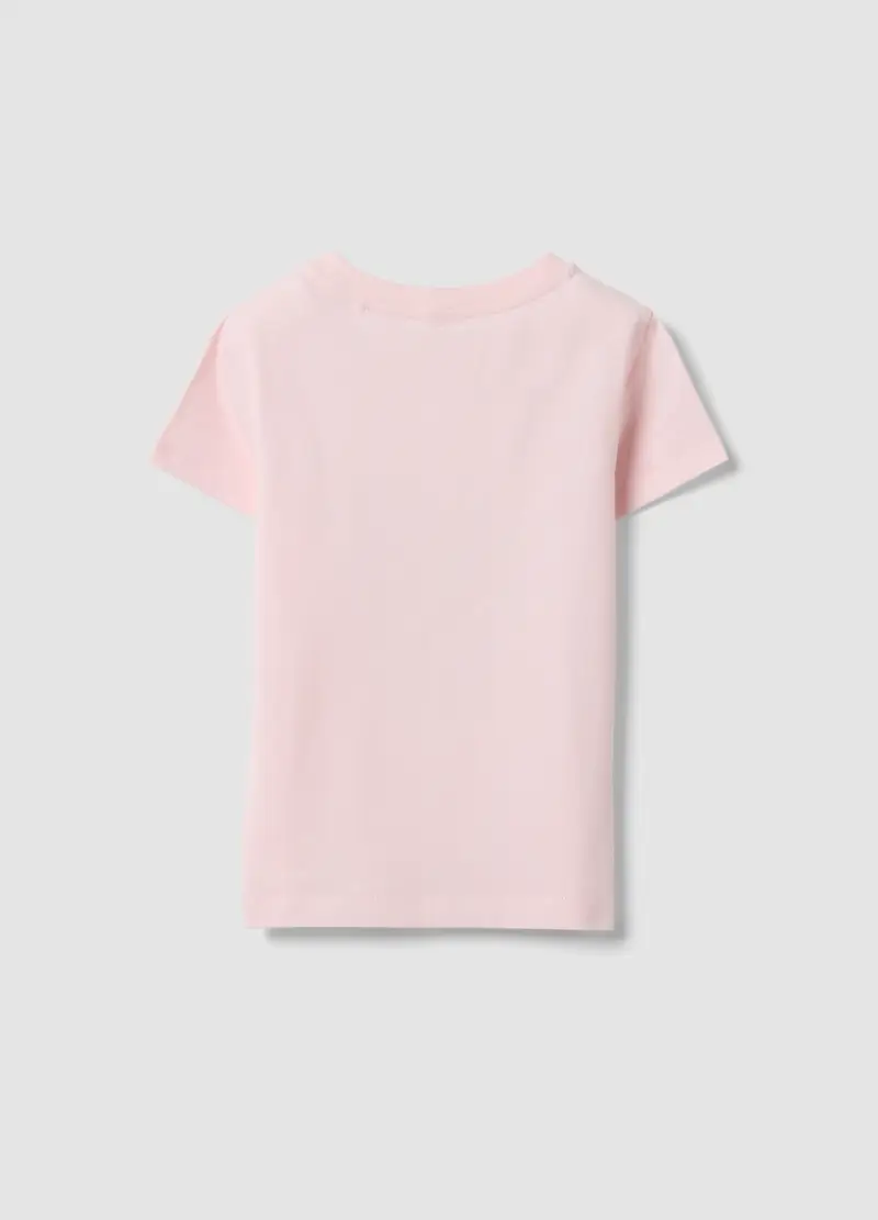 T-shirt In Puro Cotone Rosa Regular Fit Con Stampa Per Bambina, Rosa miniatura 2