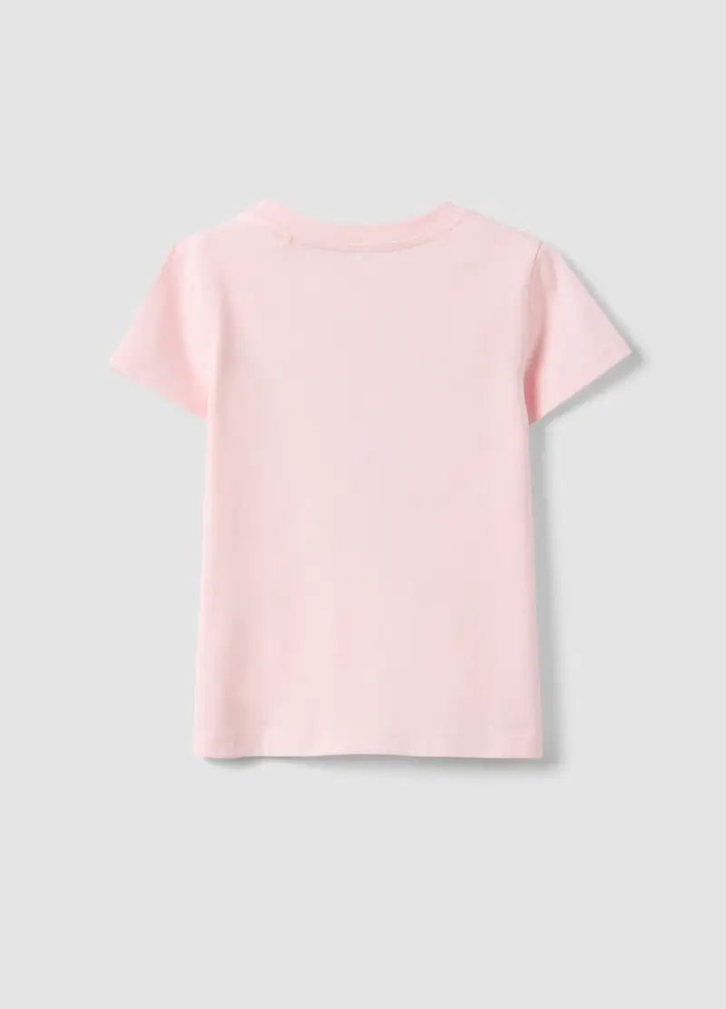 T-shirt In Puro Cotone Rosa Regular Fit Con Stampa Per Bambina, Rosa miniatura 2