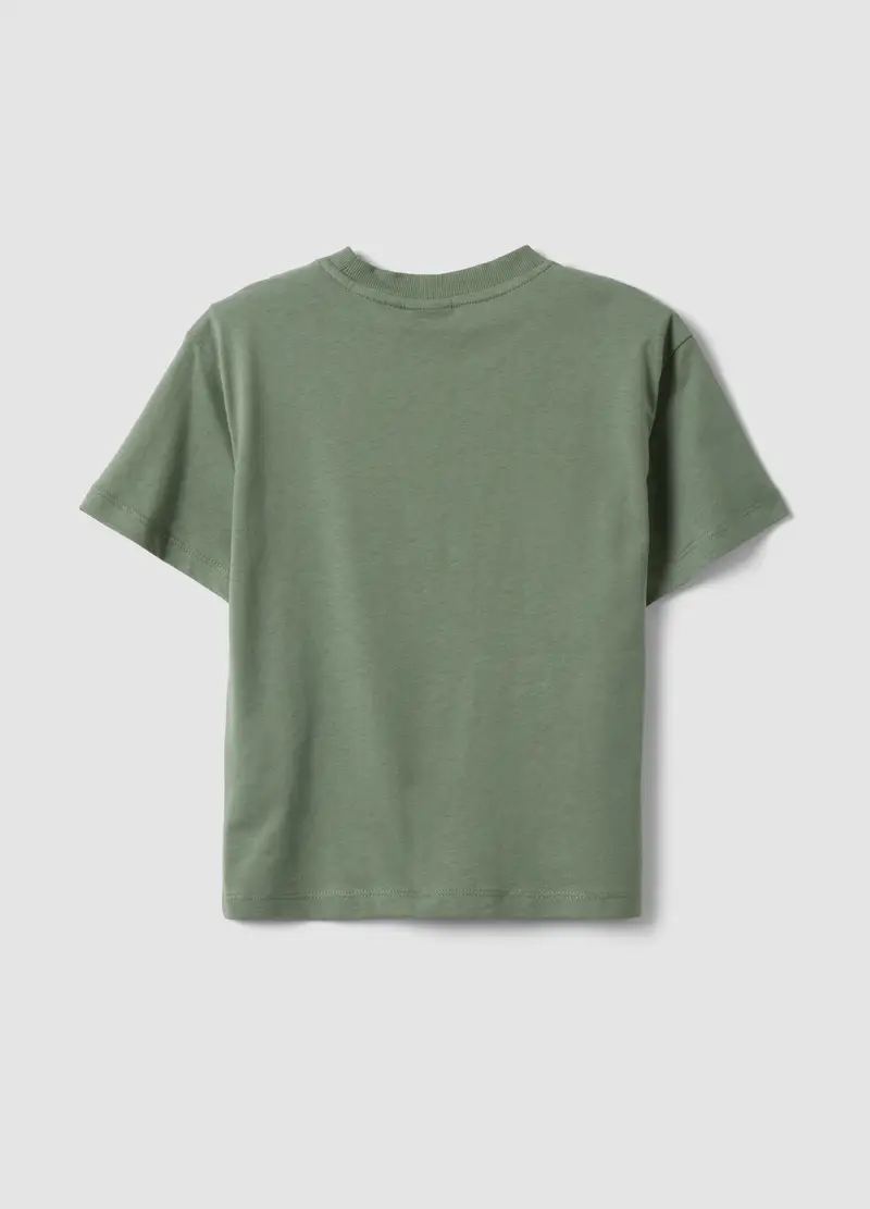 T-shirt In Puro Cotone Verde Da Bambino Oversize Fit Con Stampa, Verde miniatura 2