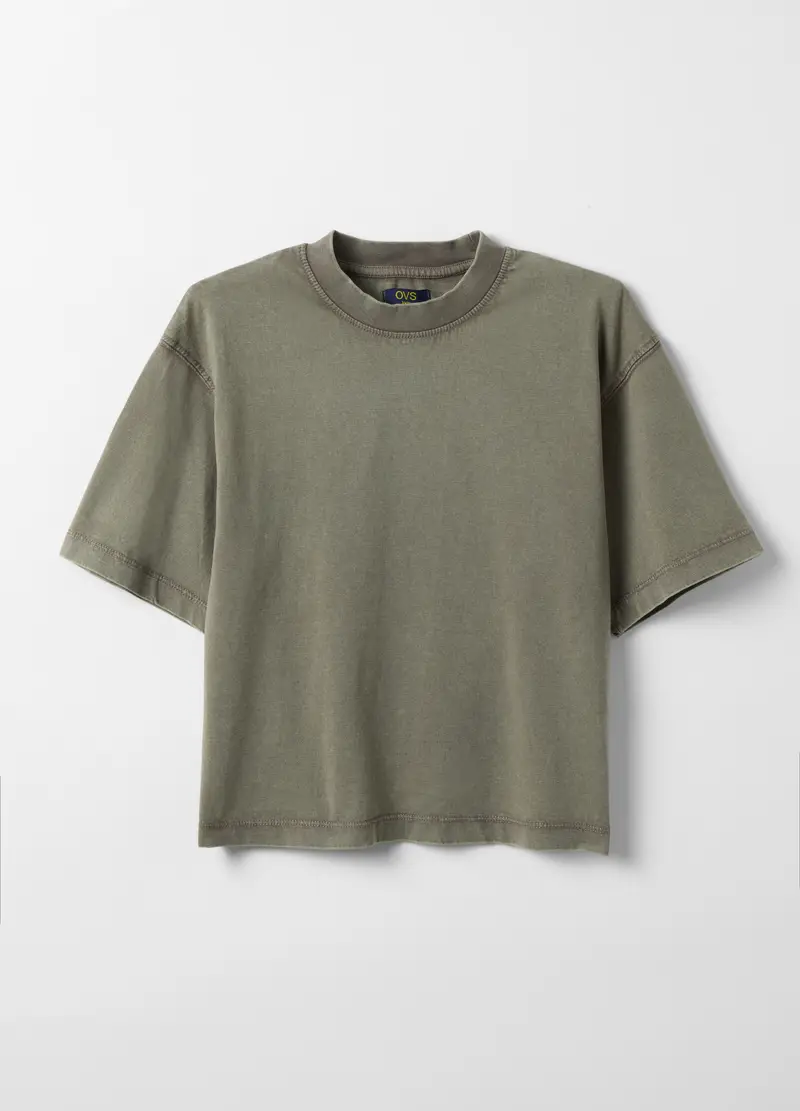 T-shirt In Puro Cotone Verde Da Ragazza Oversize Fit, Bambina, Verde