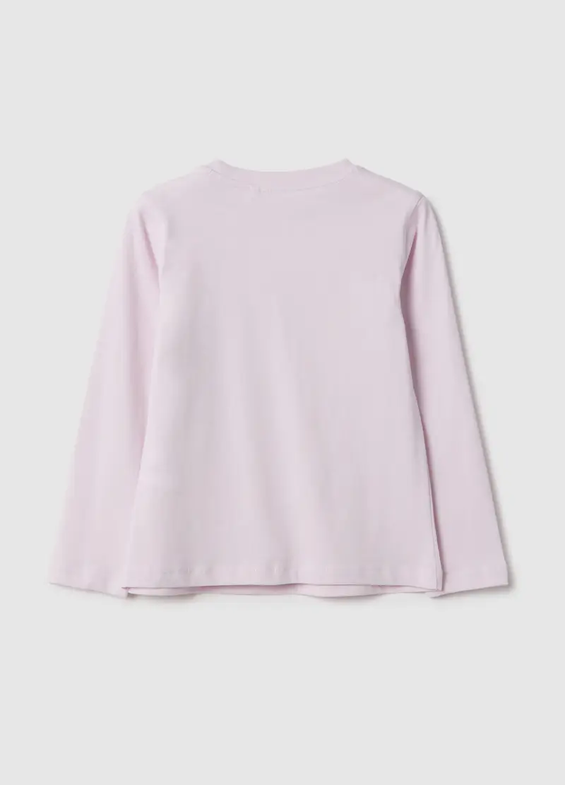 T-shirt In Puro Cotone Viola Con Fiocchi Per Bambina, Viola miniatura 2