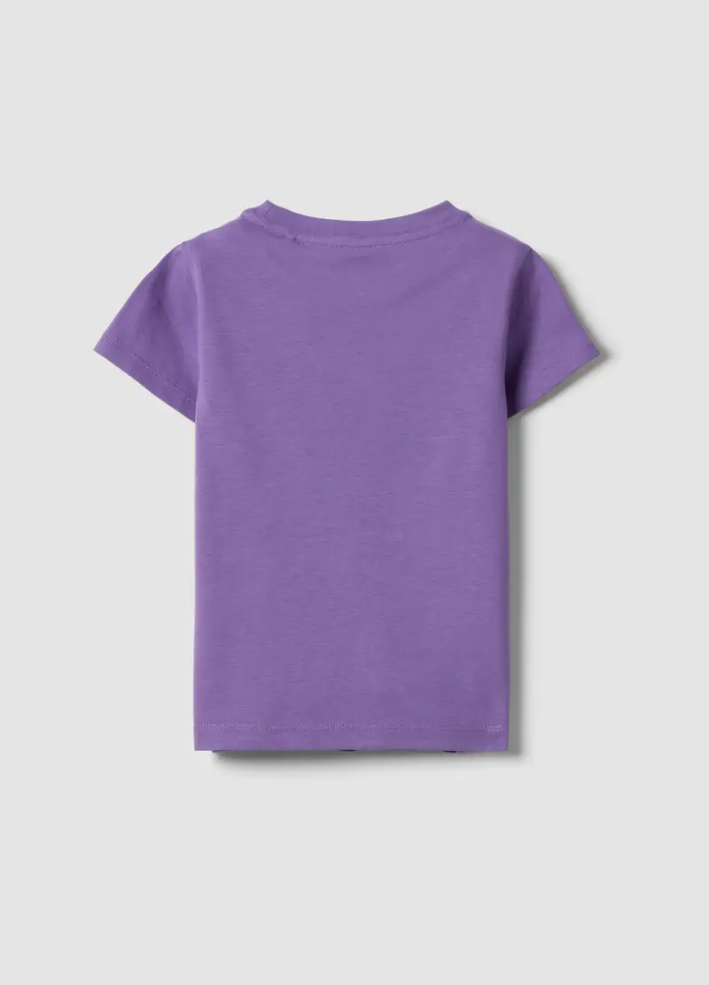 T-shirt In Puro Cotone Viola Da Bambina Regular Fit Con Stampa, Viola miniatura 2