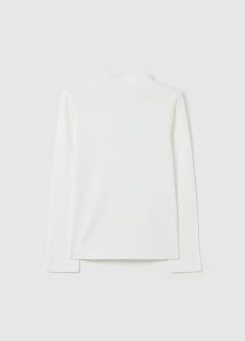 T-shirt Mock Neck Con Stampa E Strass, Bambina, Bianco miniatura 2