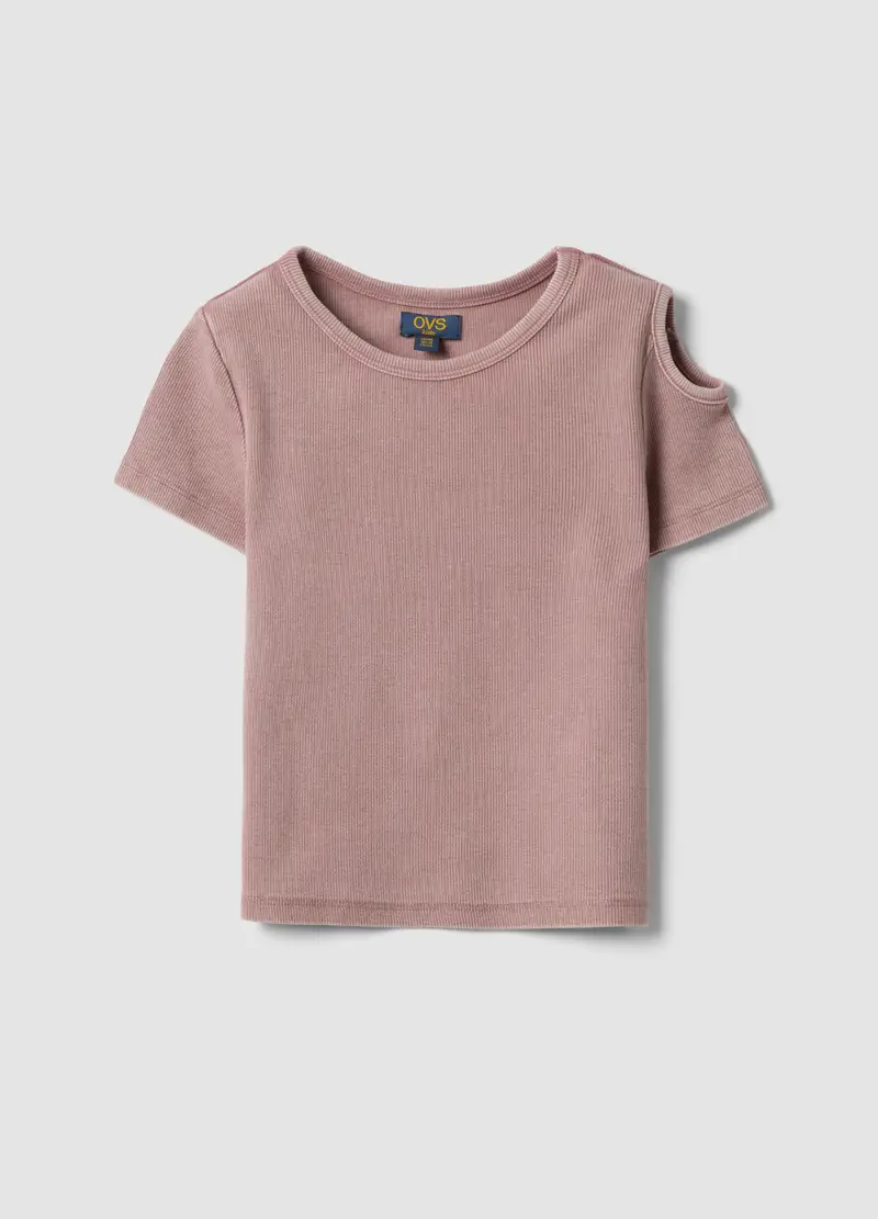 T-shirt Rosa A Maniche Corte In Cotone Elasticizzato, Bambina, Rosa