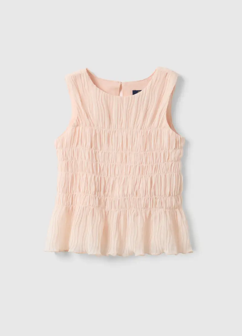 Tank Top In Chiffon Rosa Da Bambina Regular Fit Con Chiusura A Goccia, Rosa
