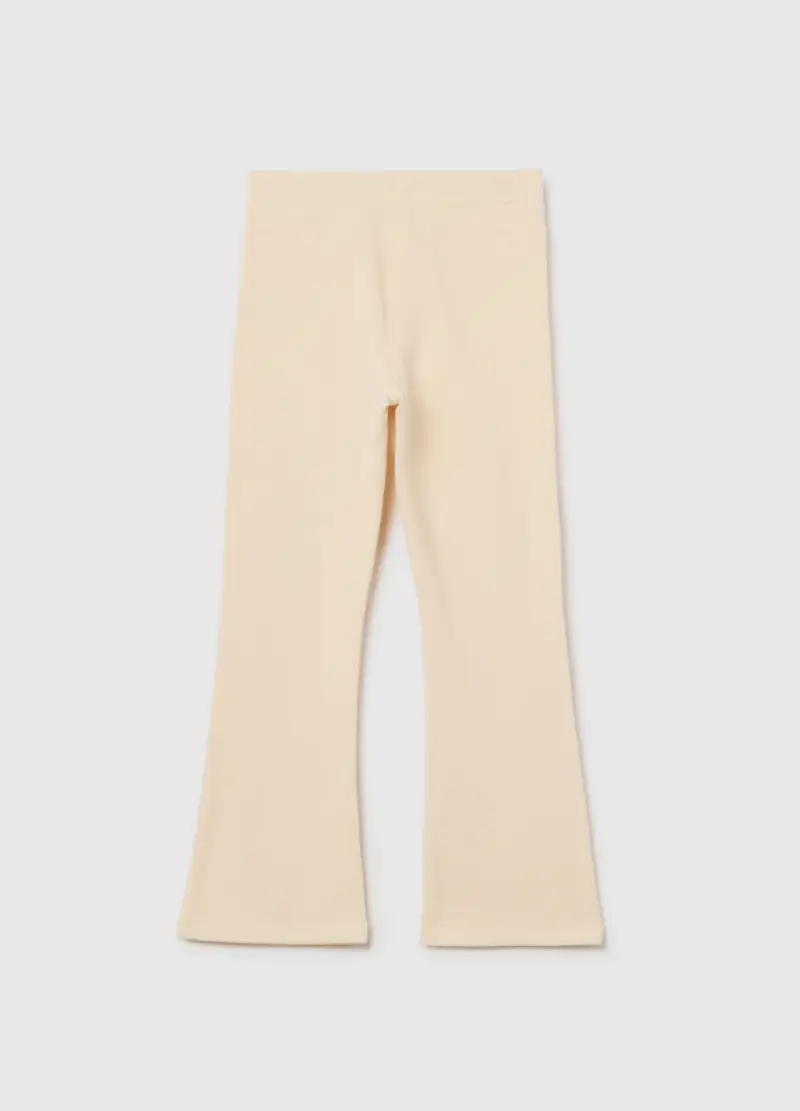Treggings Flare Da Bambina In Cotone Elasticizzato Beige, Beige miniatura 2
