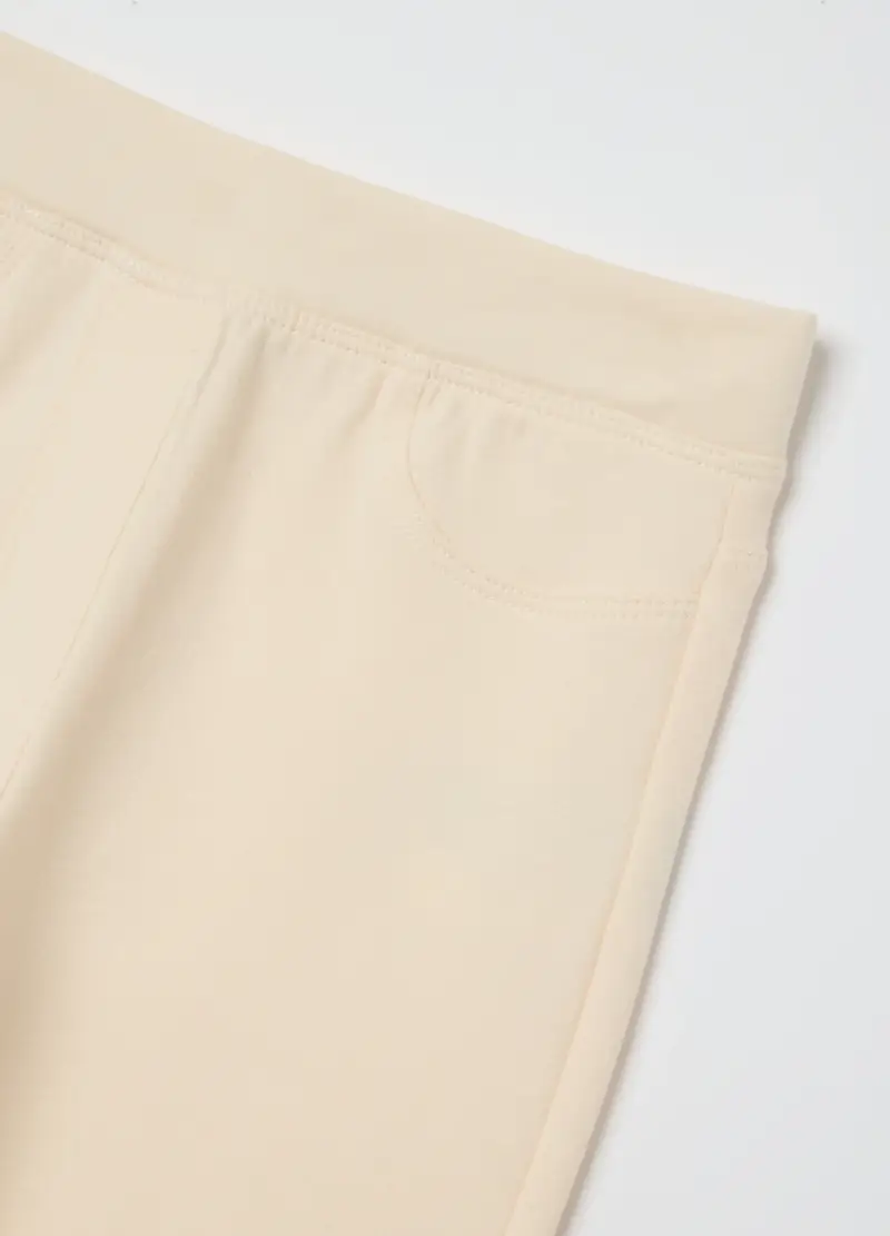 Treggings Flare Da Bambina In Cotone Elasticizzato Beige, Beige miniatura 3