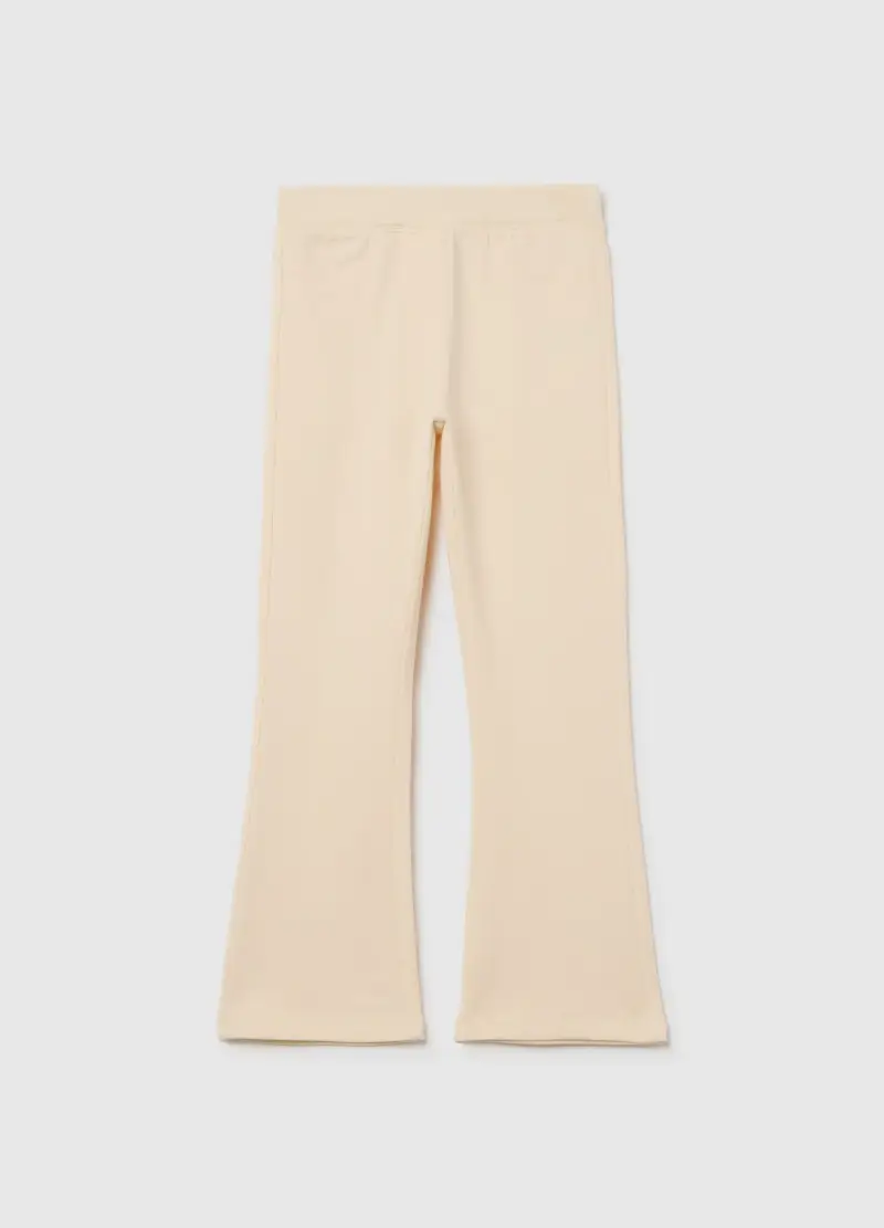 Treggings Flare Da Bambina In Cotone Elasticizzato Beige, Beige