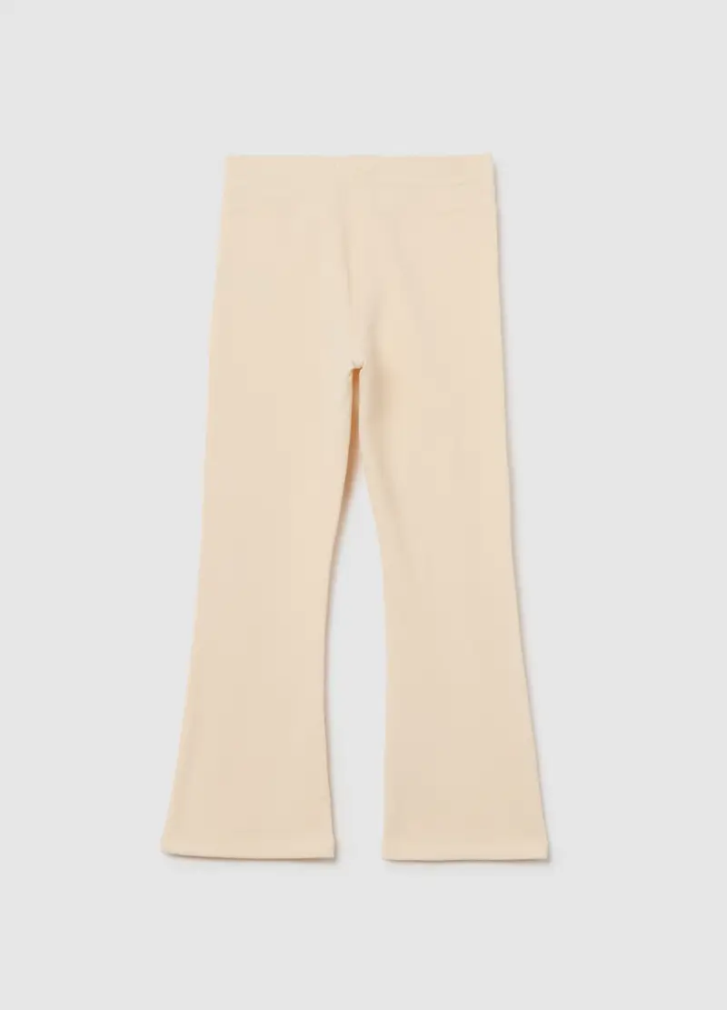Treggings Flare Da Bambina In Cotone Elasticizzato Beige, Beige miniatura 2