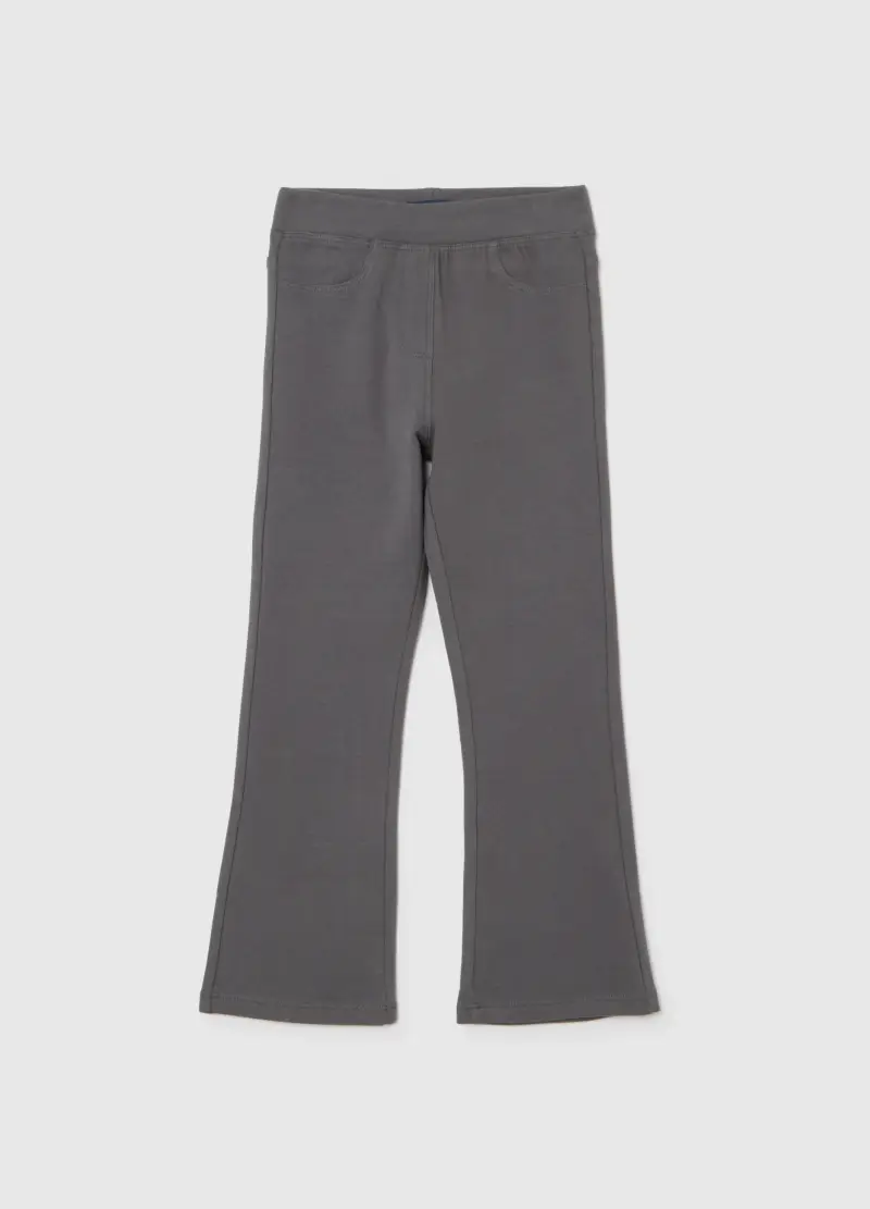 Treggings Flare Da Bambina In Cotone Elasticizzato Grigi, Grigio