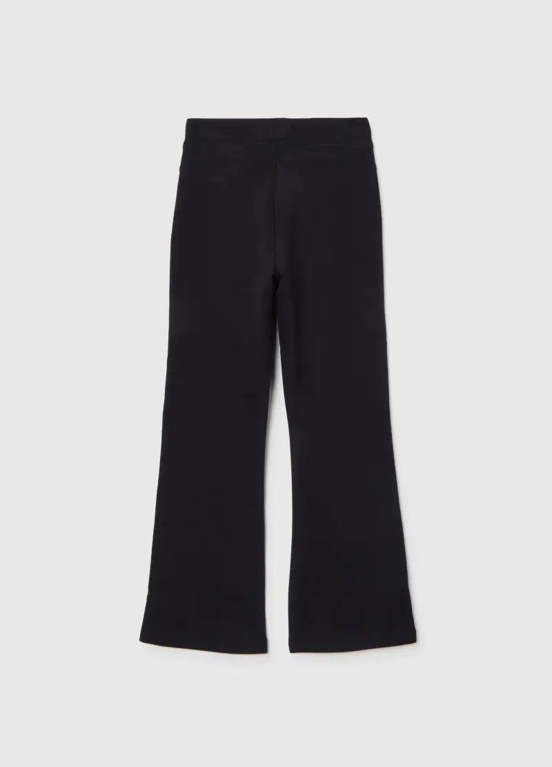 Treggings Flare Da Bambina In Cotone Elasticizzato Neri, Nero miniatura 2