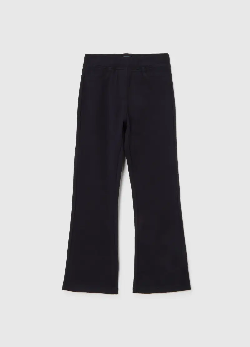 Treggings Flare Da Bambina In Cotone Elasticizzato Neri, Nero