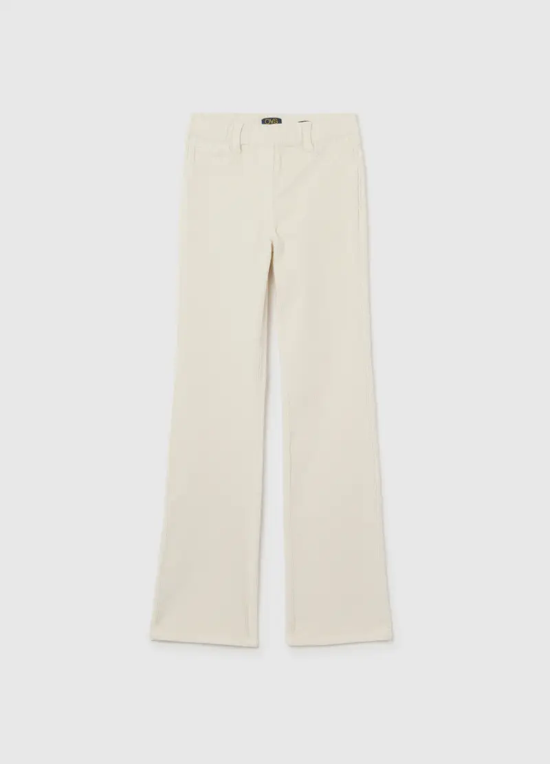 Treggings Flare Da Ragazza In Cotone Elasticizzato Bianchi, Bambina, Bianco