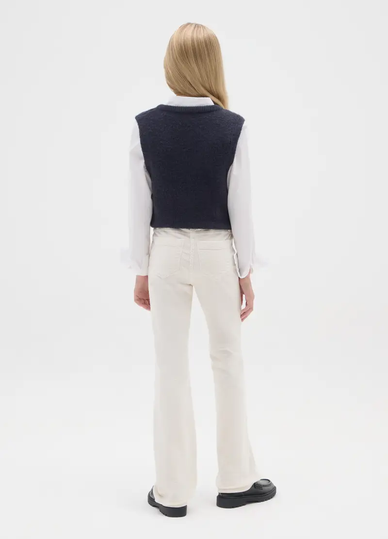 Treggings Flare Da Ragazza In Cotone Elasticizzato Bianchi, Bambina, Bianco miniatura 2