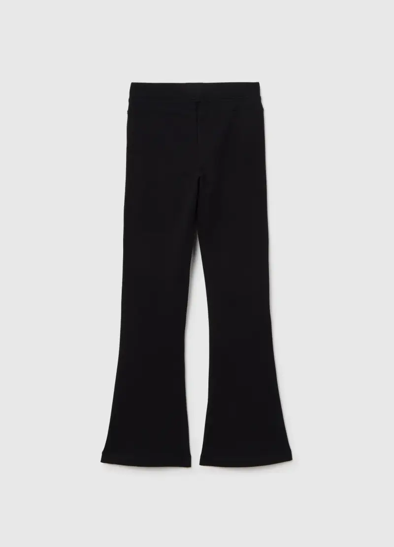 Treggings Flare Da Ragazza In Cotone Elasticizzato Neri, Bambina, Nero miniatura 2
