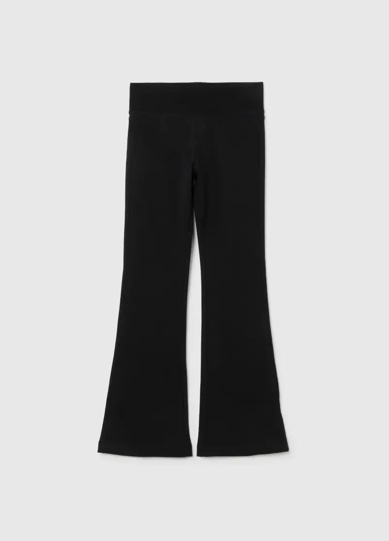 Treggings Flare Da Ragazza In Misto Cotone Elasticizzato Nero, Bambina, Nero