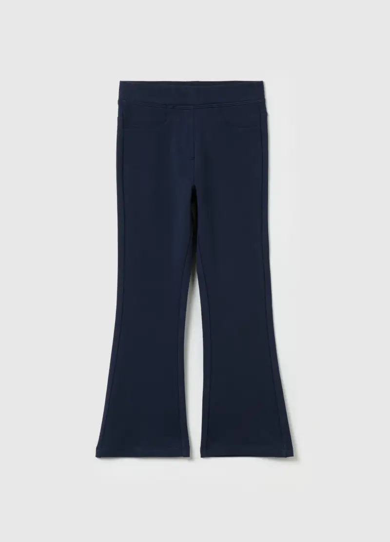 Treggings Flare Fit In Cotone Stretch, Bambina, Blu