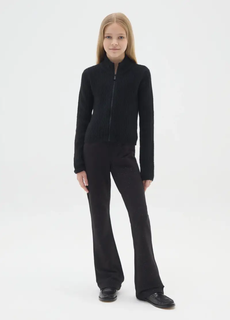 Treggings Flare Neri Da Ragazza In Cotone Elasticizzato, Bambina, Nero