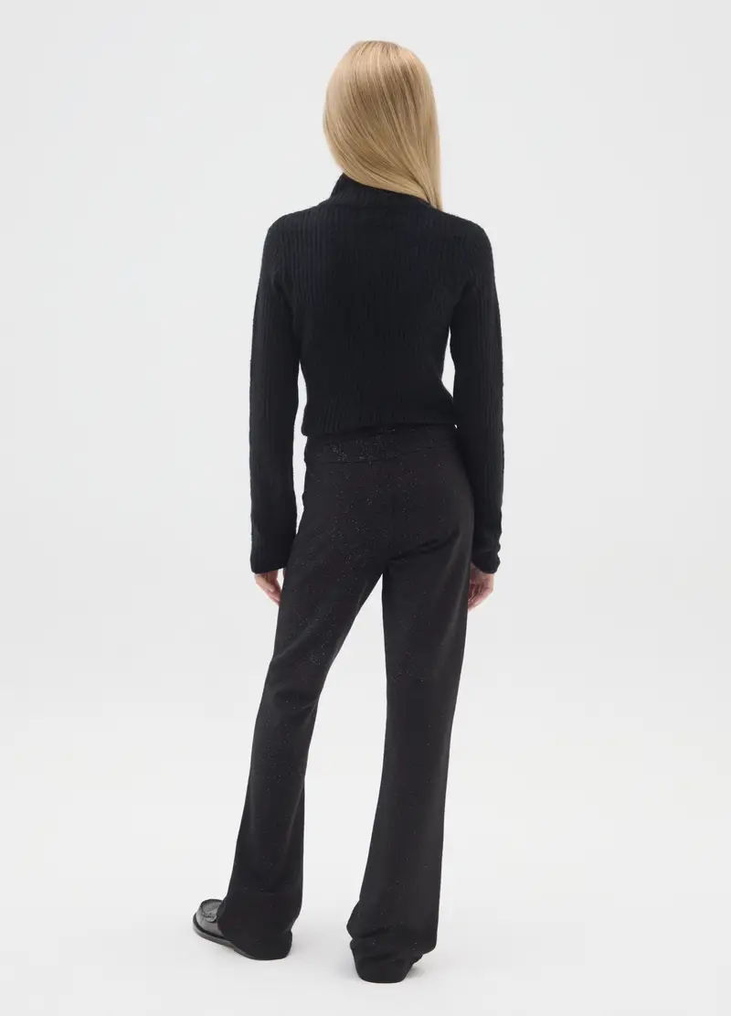 Treggings Flare Neri Da Ragazza In Cotone Elasticizzato, Bambina, Nero miniatura 2