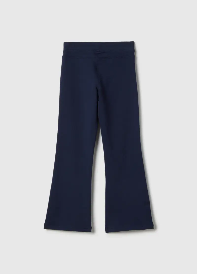 Treggings In Cotone Elasticizzato Blu Flare Fit Per Bambina, Blu miniatura 2