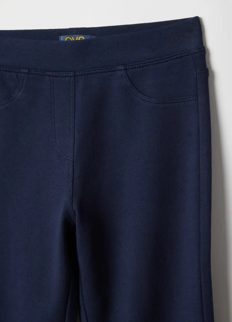 Treggings In Cotone Elasticizzato Blu Flare Fit Per Bambina, Blu miniatura 3