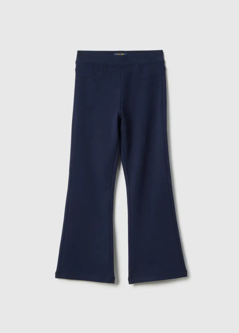 Treggings In Cotone Elasticizzato Blu Flare Fit Per Bambina, Blu