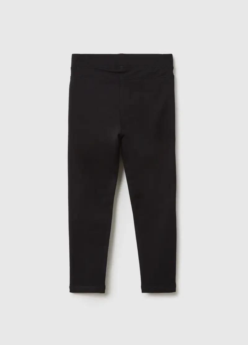 Treggings In Cotone Elasticizzato Nero Da Bambina Slim Fit, Nero miniatura 2