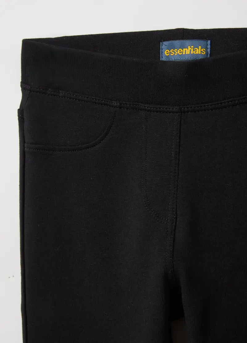 Treggings In Cotone Elasticizzato Nero Da Bambina Slim Fit, Nero miniatura 3