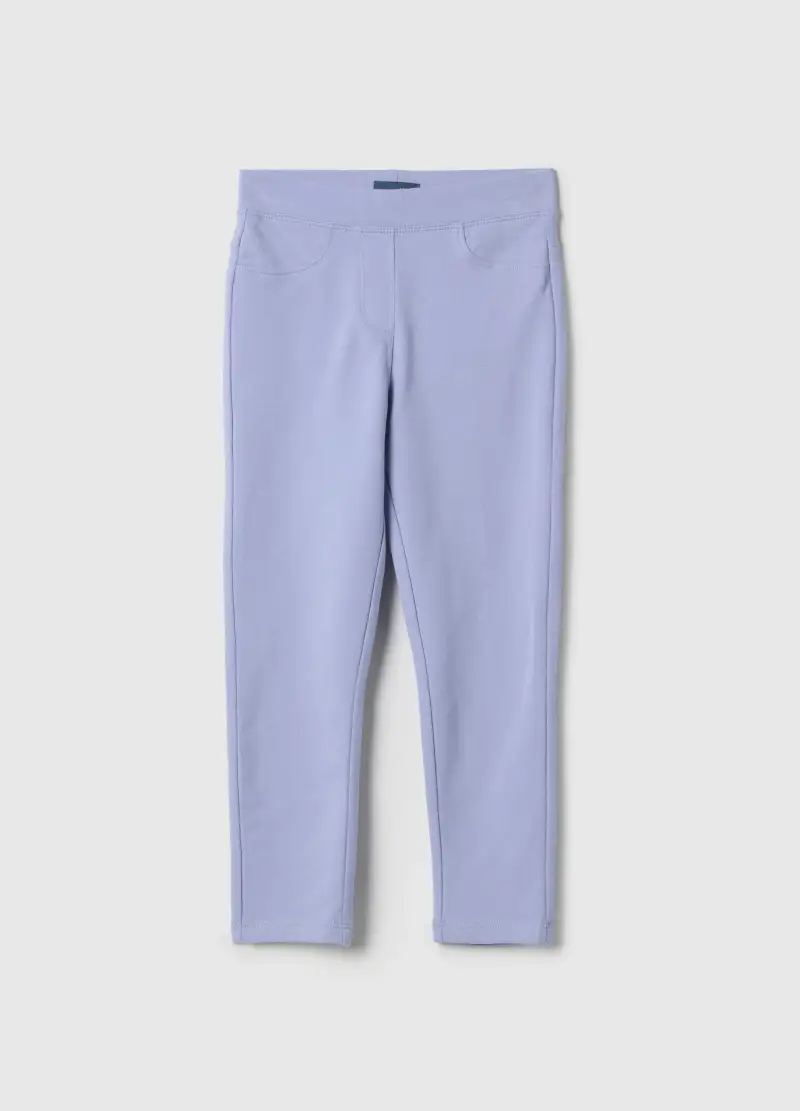 Treggings In Cotone Elasticizzato Viola Da Bambina Slim Fit, Viola