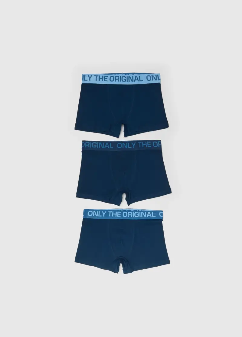 Tripack Boxer In Cotone Elasticizzato Blu Da Ragazzo Regular Fit, Bambino, Blu