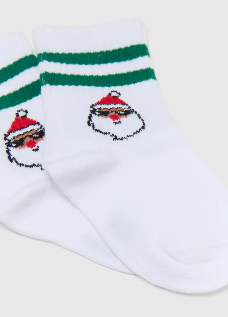 Tripack Calzini Natalizi A Righe Multicolor Da Bambino In Misto Cotone, Multicolor miniatura 2