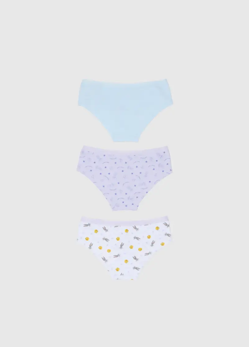 Tripack Coulotte Da Bambina In Cotone Elasticizzato Looney Tunes X Italia Team, Multicolor miniatura 2