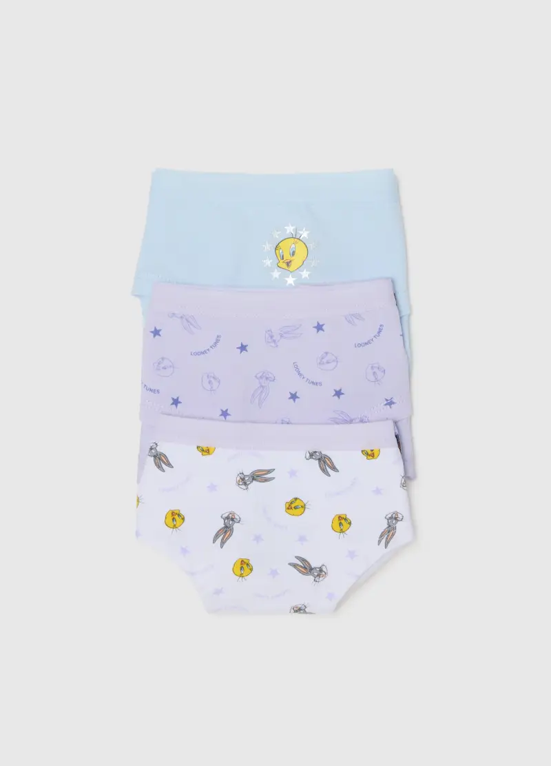 Tripack Coulotte Da Bambina In Cotone Elasticizzato Looney Tunes X Italia Team, Multicolor miniatura 3