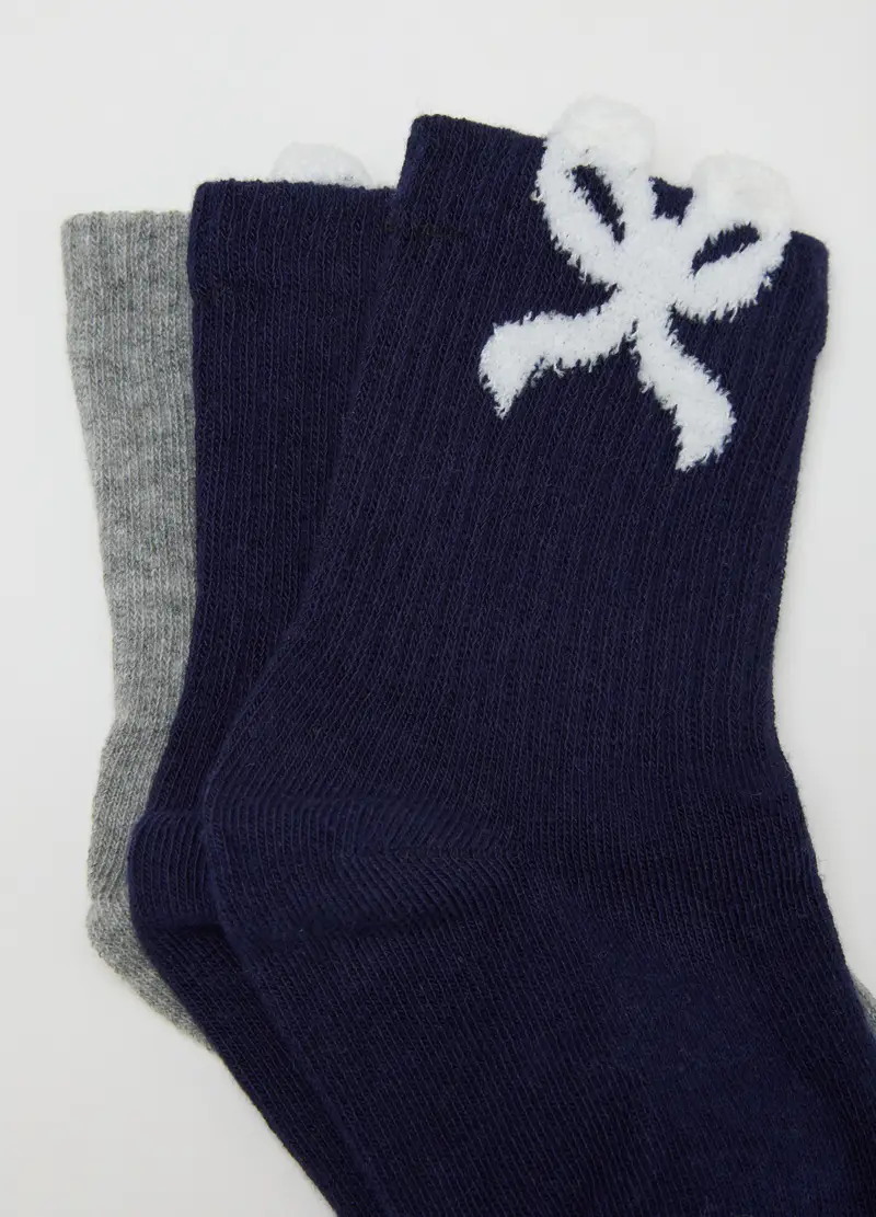 Tripack Di Calzini Da Bambina In Cotone Multicolor Elasticizzati, Multicolor miniatura 2