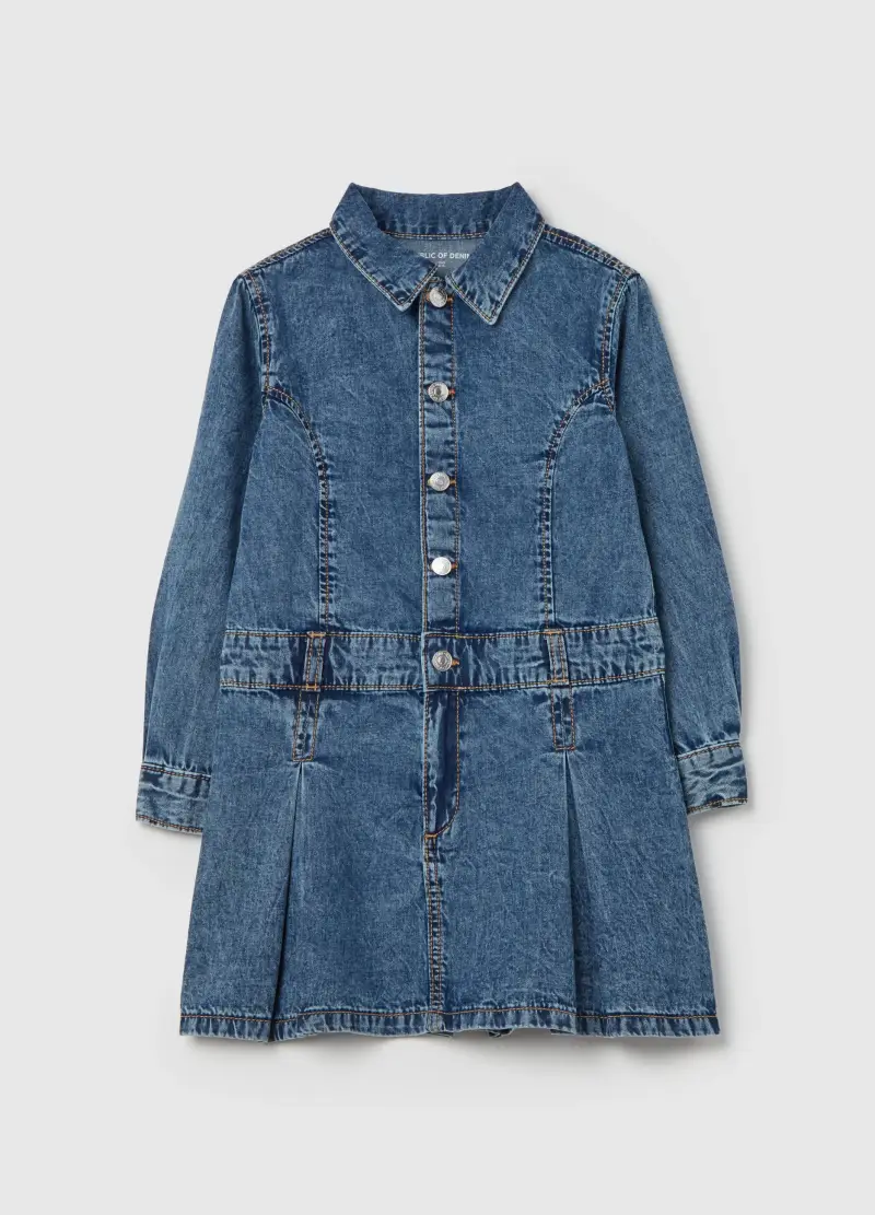 Vestito In Denim Acid Wash, Bambina, Denim