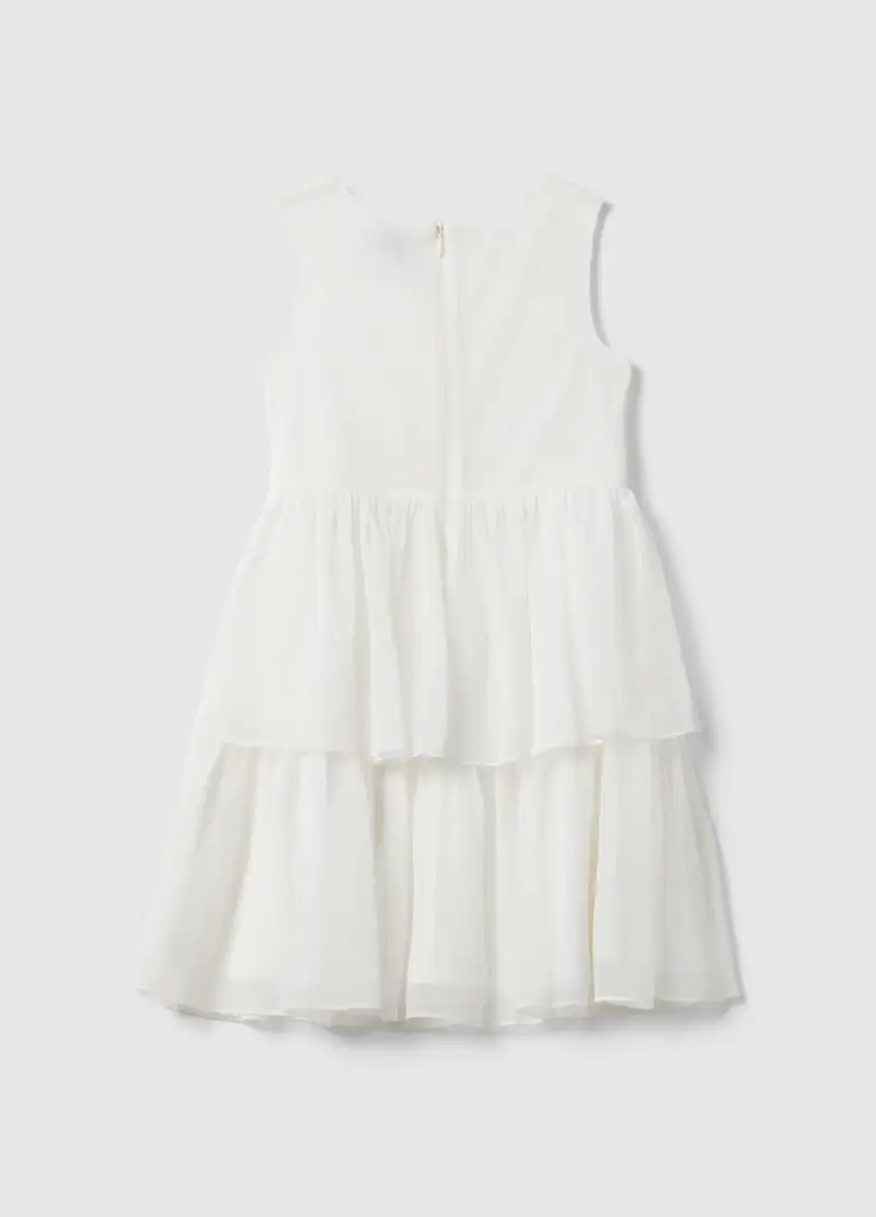 Vestito In Puro Cotone Bianco Regular Fit Per Bambina, Bianco miniatura 2