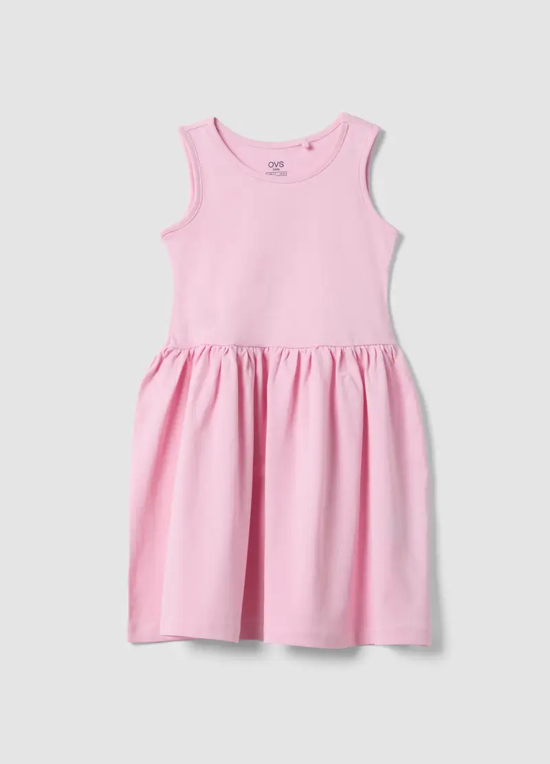 Vestito Senza Maniche In Puro Cotone Rosa Da Bambina Regular Fit, Rosa
