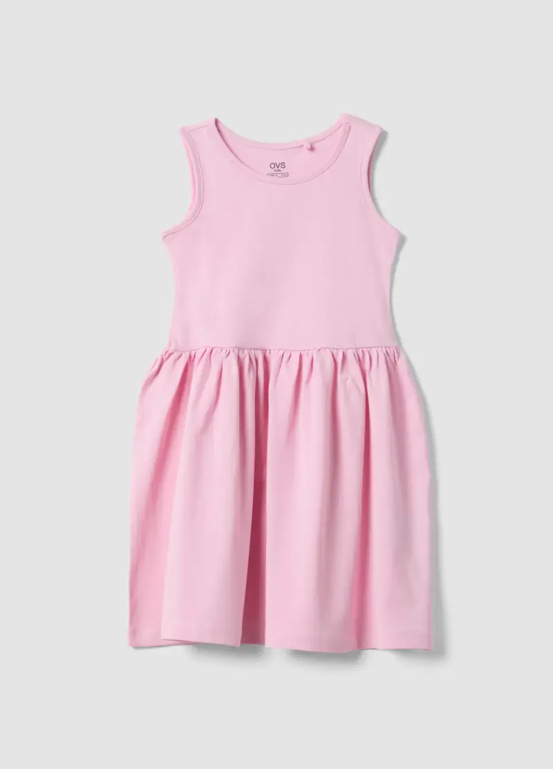 Vestito Senza Maniche In Puro Cotone Rosa Da Bambina Regular Fit, Rosa