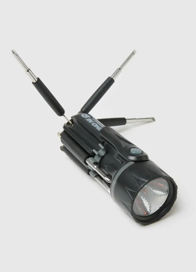 Kit Attrezzi Torcia Multifunzione Nera E Cacciaviti, Uomo, Multicolor miniatura 3