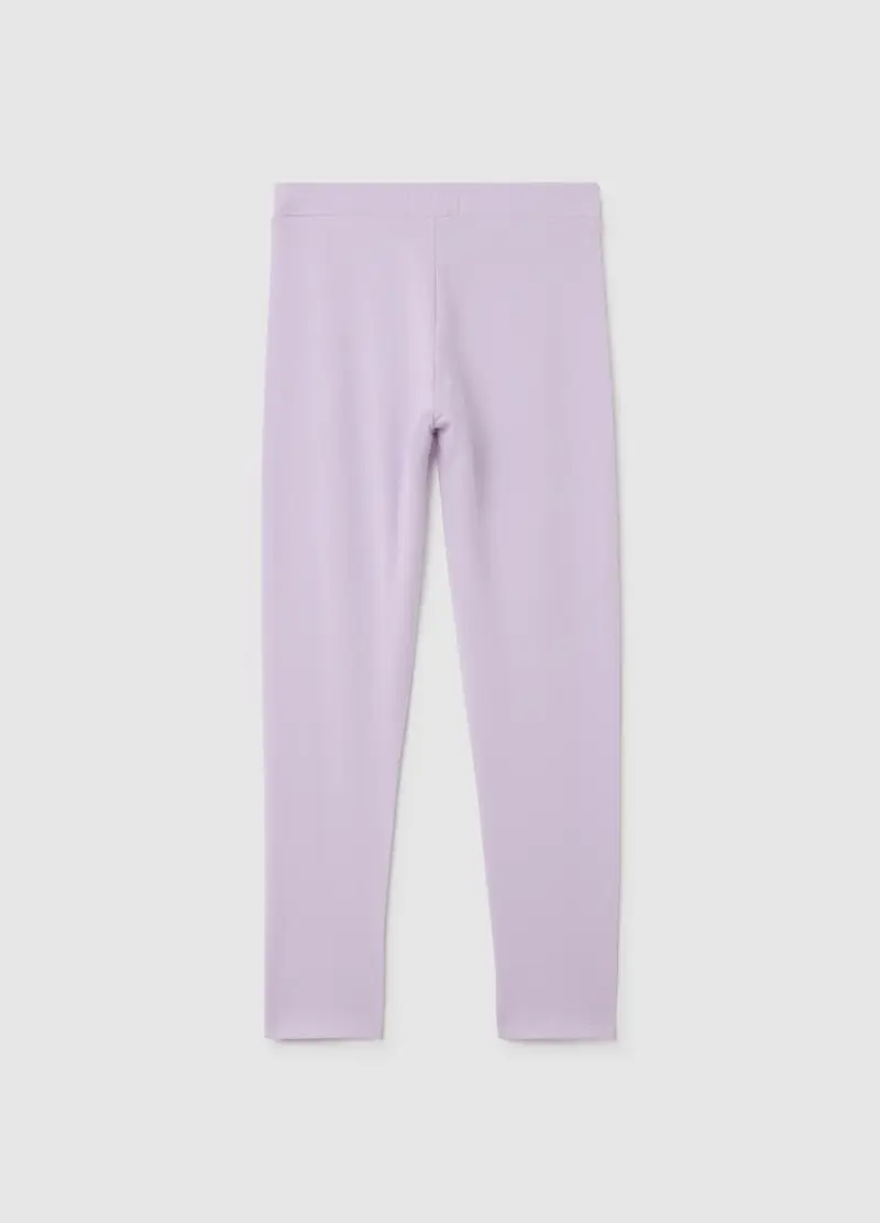 Leggings Da Bambina In Cotone Viola Con Strass, Viola miniatura 2