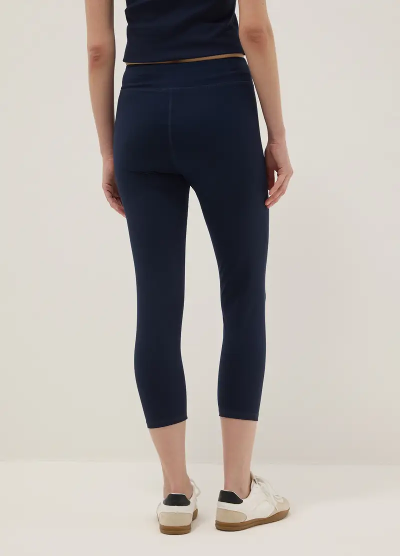 Leggings In Cotone Elasticizzato Blu Skinny Fit, Donna, Blu miniatura 3